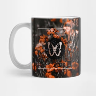 Aesthetic beautiful bloom flowers butterfly love romantic marble gold elegant vintage retro red Mug